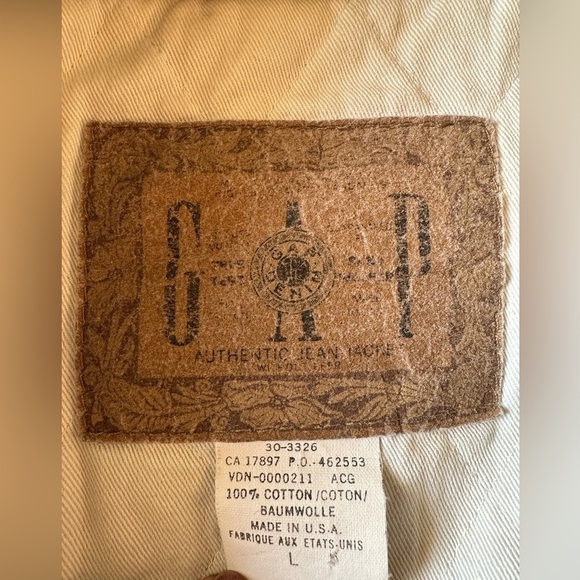 Vintage GAP denim trucker jacket lined size Large acid wash green 90s Y2K unisex - Picture 2 of 11